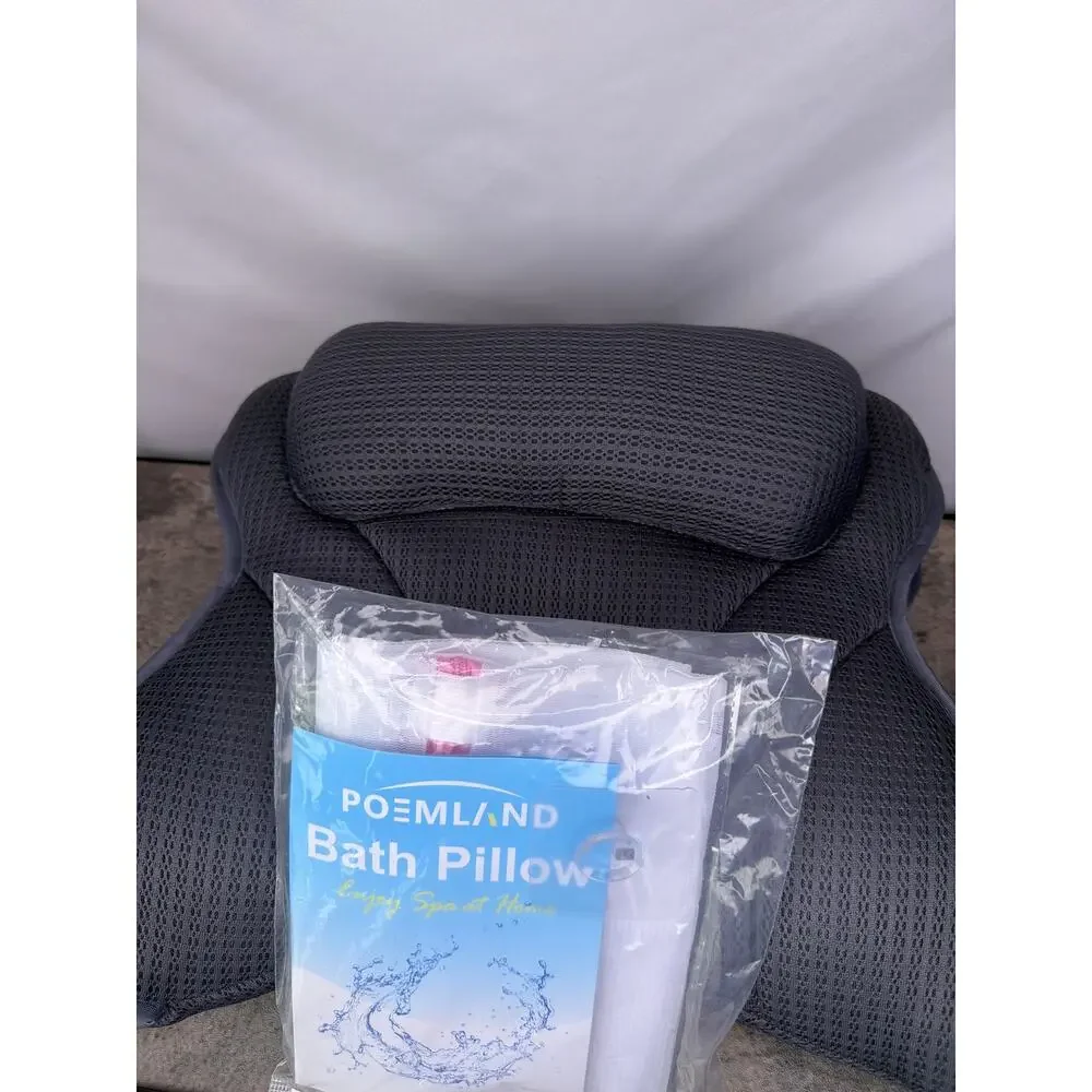 Brand New Luxury Soft 4d Mesh Bath Pillow for Tub, bathtub pillow- Gray